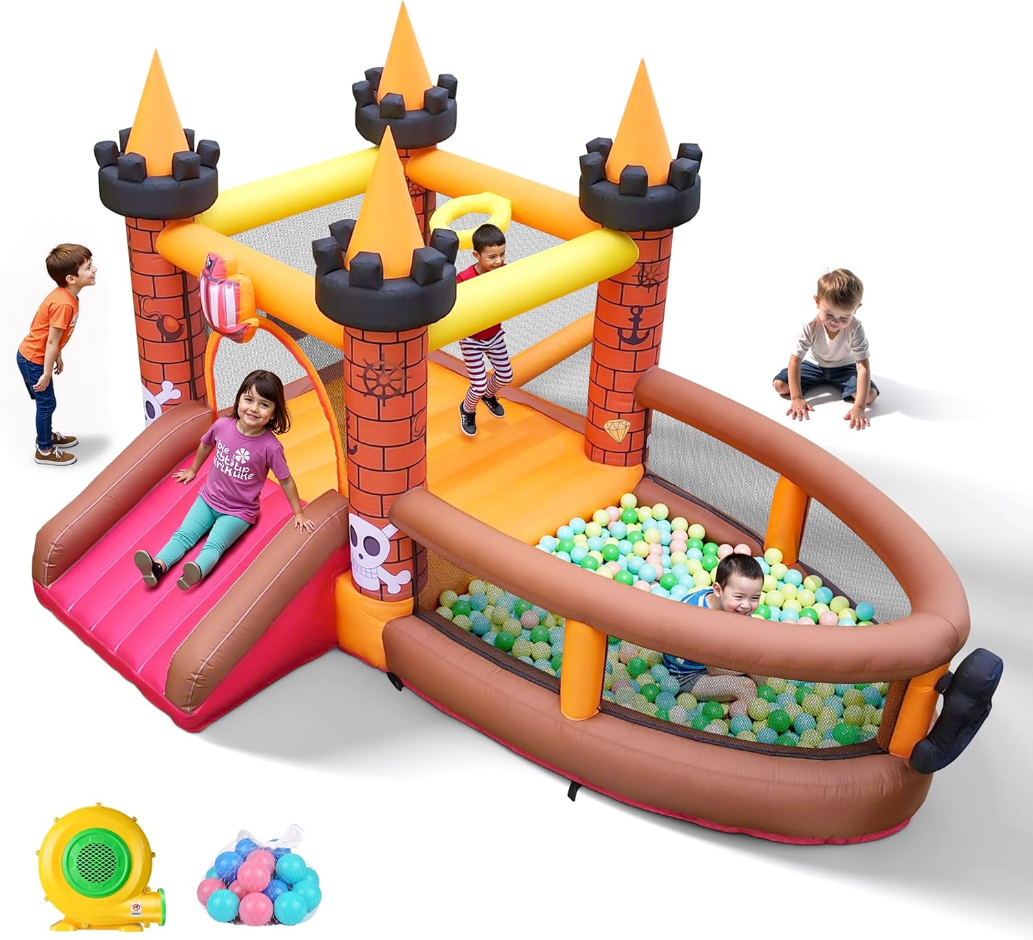 Kids Outdoor House With Slide - Inflatable Bounce House for Kid 3-8: