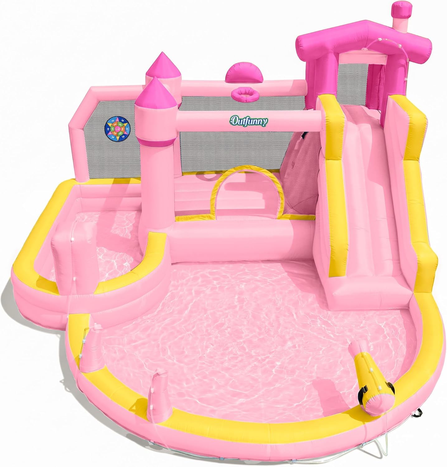 Kids Outdoor House With Slide - Pink Inflatable Water Slide Bounce House