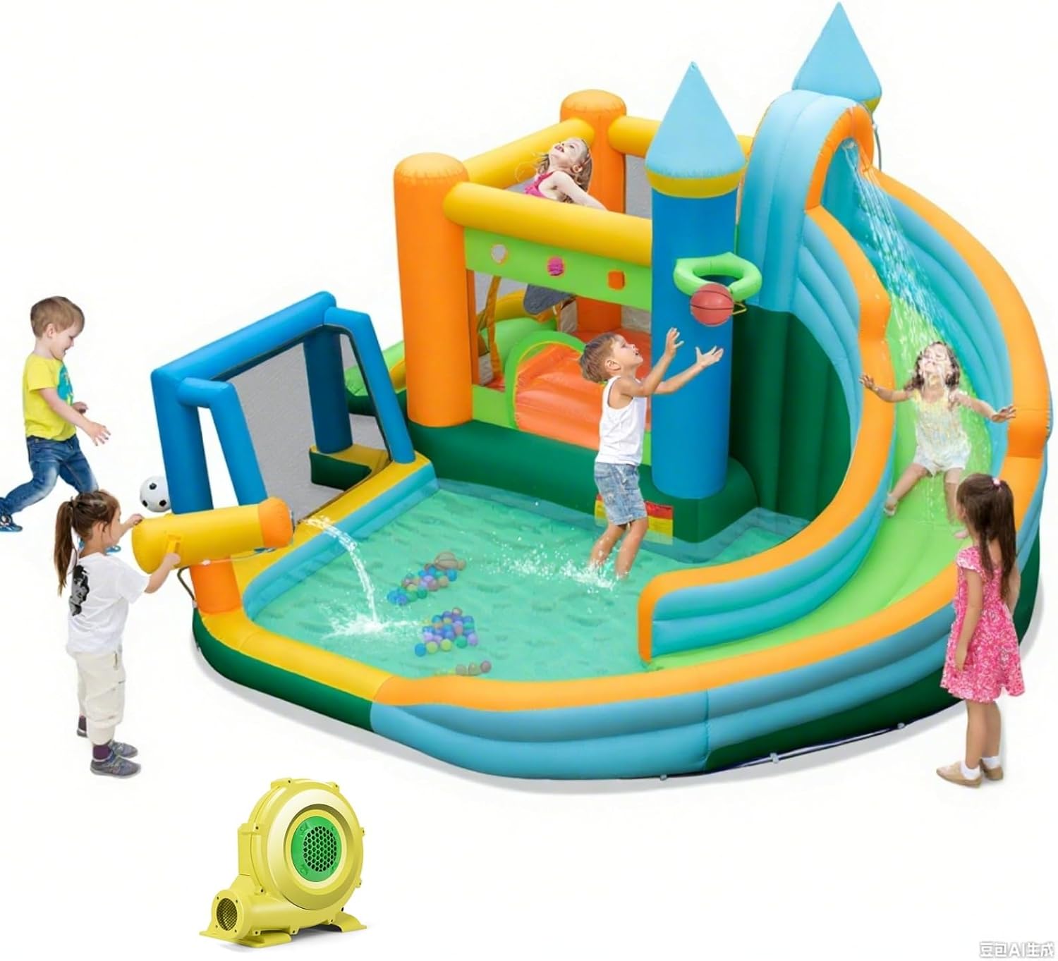 Kids Outdoor Water Slide - 9-in-1 Inflatable Water Slide Bounce House
