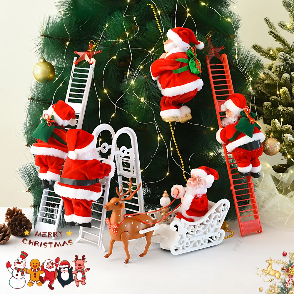 Kids Outdoor Ladder - Electric Ladder Climbing Santa Claus Christmas