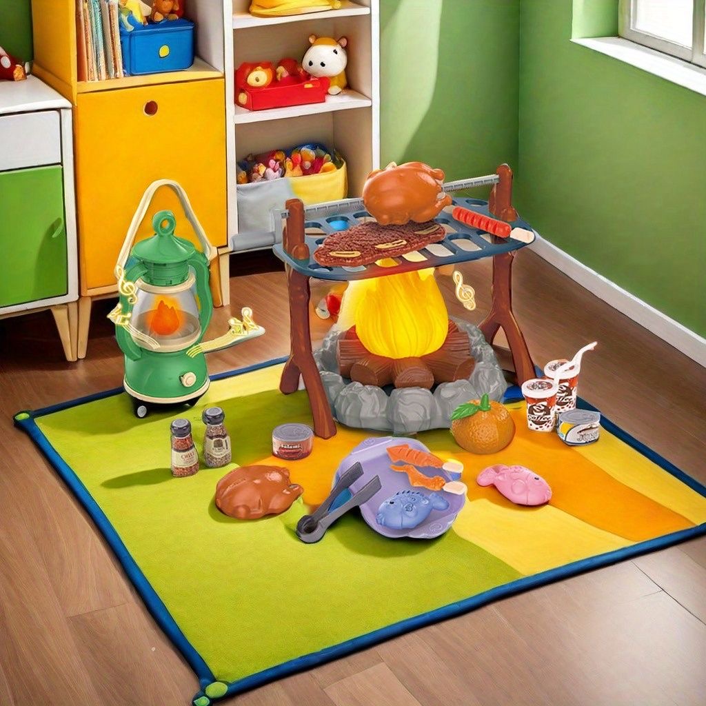 Kids Outdoor Grill Set - Kids Camping Play Set with LED