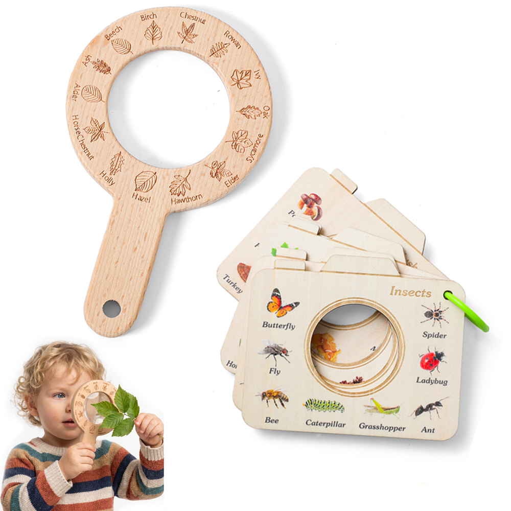 Kids Outdoor Kit - Wooden Magnifying Glass and Camera Shape