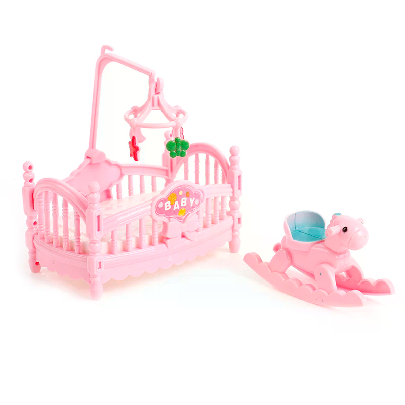 Kids Outdoor Doll House - Miniature Crib Wooden Horse Set Outdoor