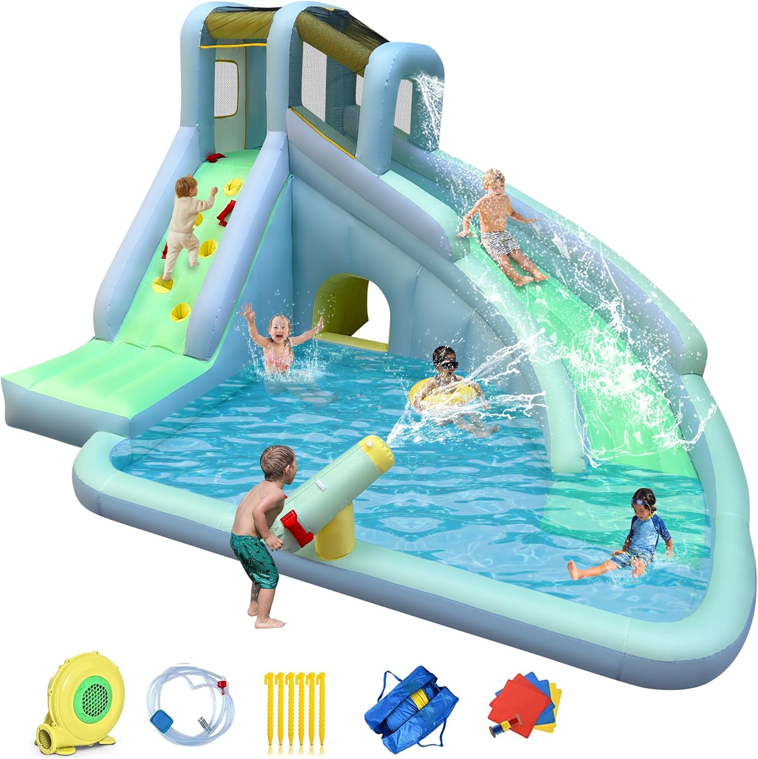 6-in-1 Inflatable Kids Bounce  - Kids Outdoor Water Park 评论和价格