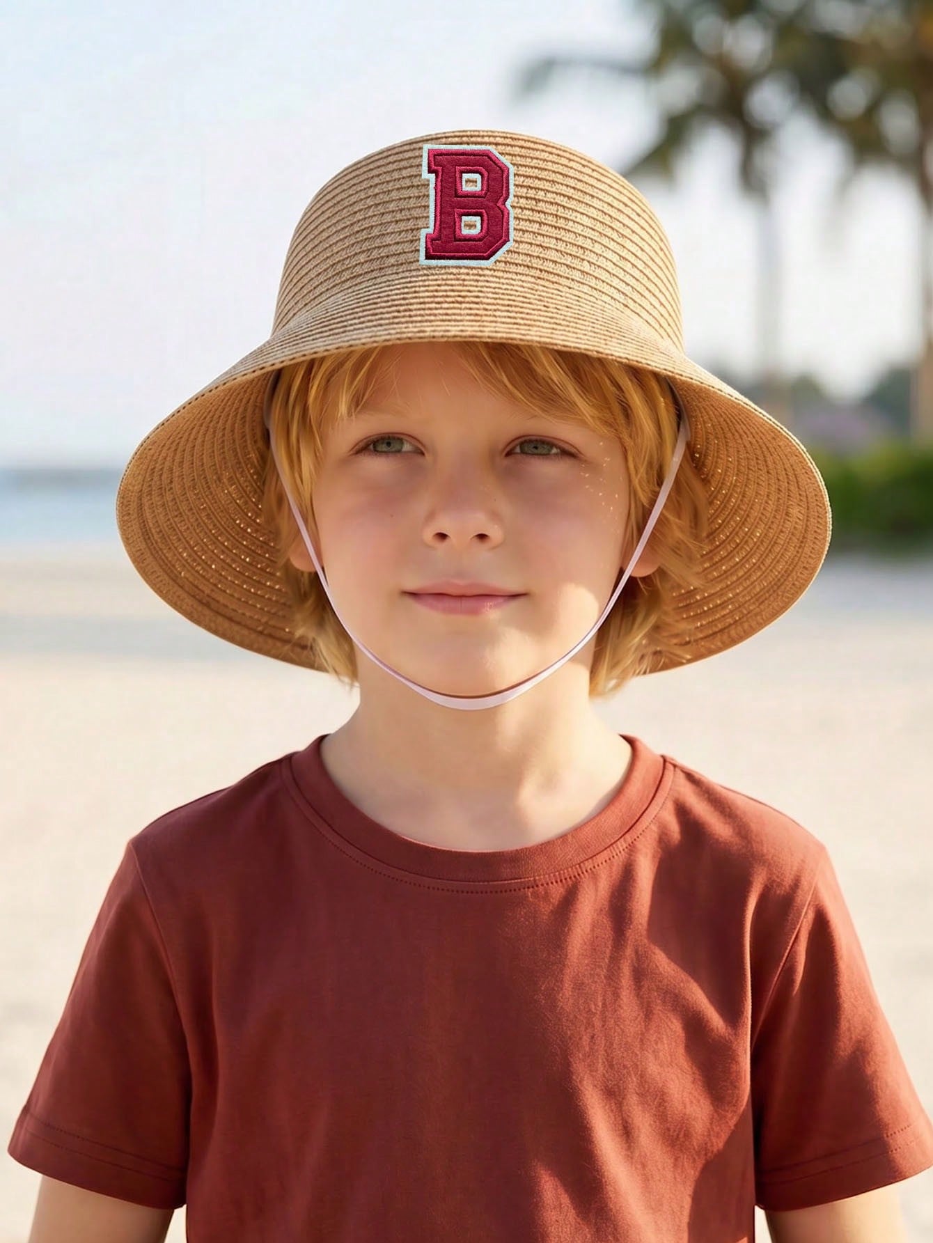 1Pc 3-8Y Boys Coffee Bow Straw - Kids Outdoor Hat 评论和价格