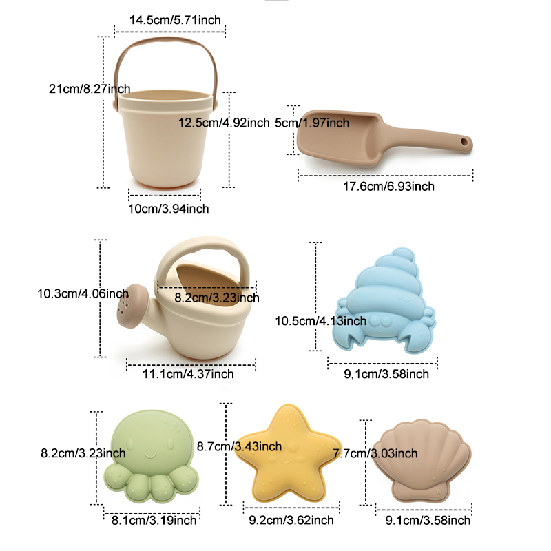 7Pcs Kids Silicone Beach Toys  - Kids Outdoor Tools 评论和价格