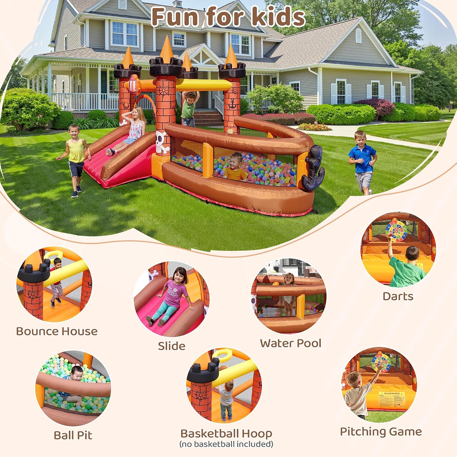 Inflatable Bounce House for Ki - Kids Outdoor House With Slide 评论和价格