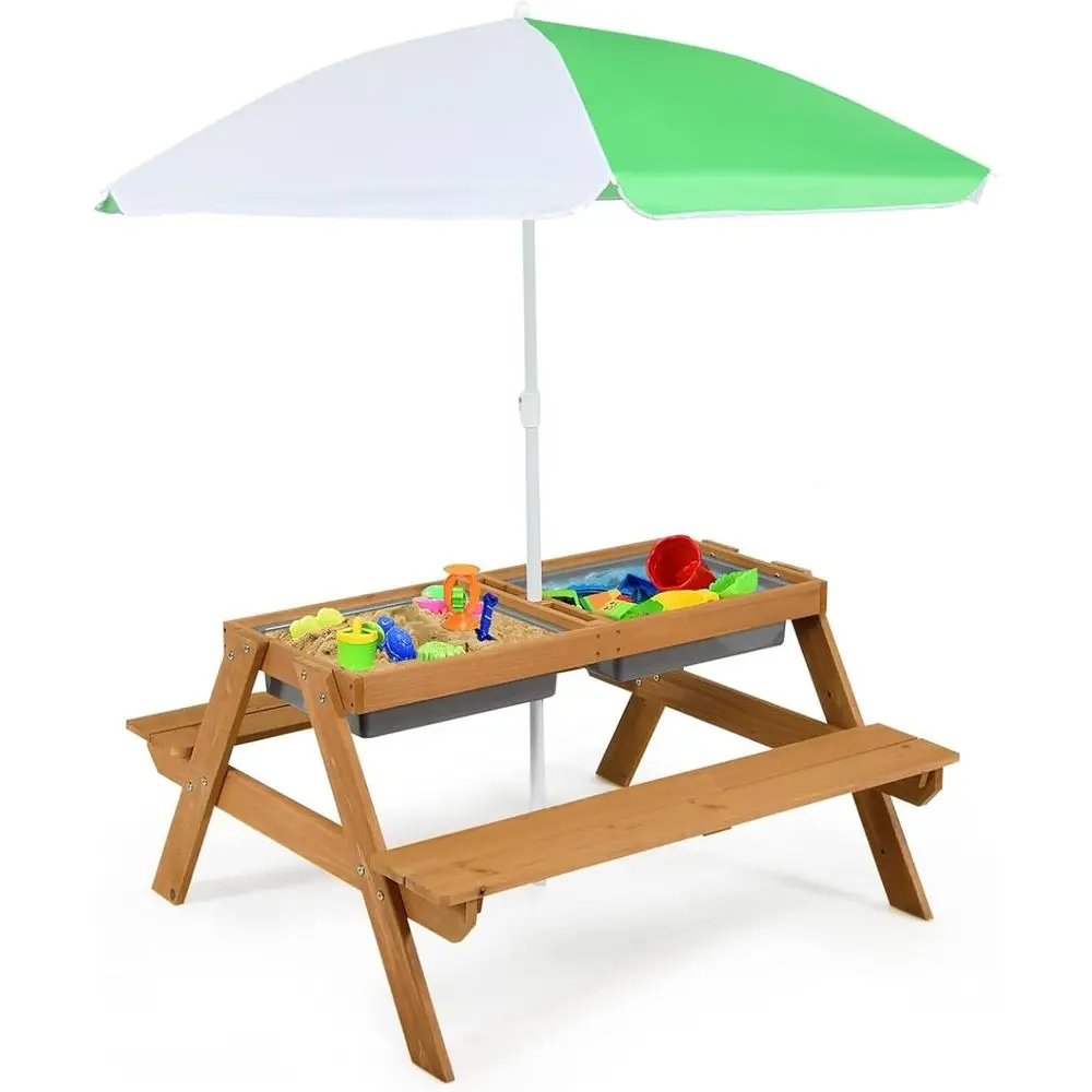 4-in-1 Wooden Sand & Water Pic - Kids Outdoor Umbrella 评论和价格