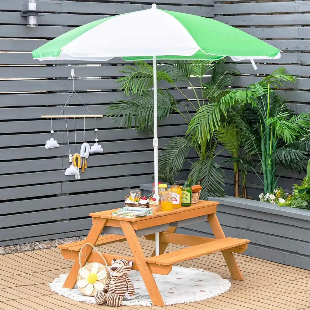 4-in-1 Wooden Sand & Water Pic - Kids Outdoor Umbrella 评论和价格