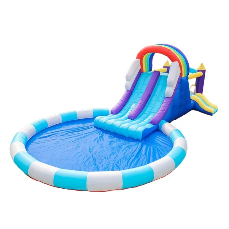 Giant Rainbow Inflatable Water - Kids Outdoor Water Slide 评论和价格