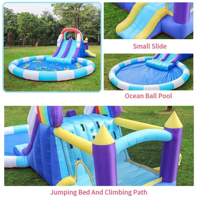 Giant Rainbow Inflatable Water - Kids Outdoor Water Slide 评论和价格