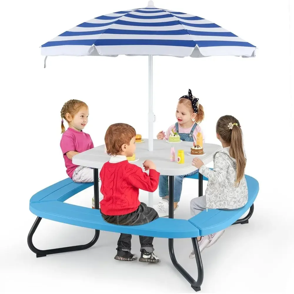 8-Person Kids Picnic Table wit - Kids Outdoor Umbrella 评论和价格