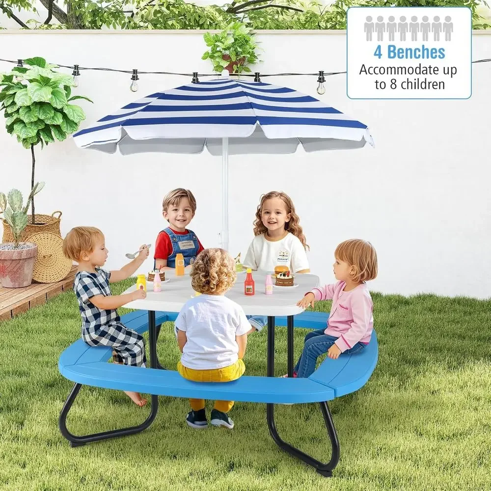 8-Person Kids Picnic Table wit - Kids Outdoor Umbrella 评论和价格