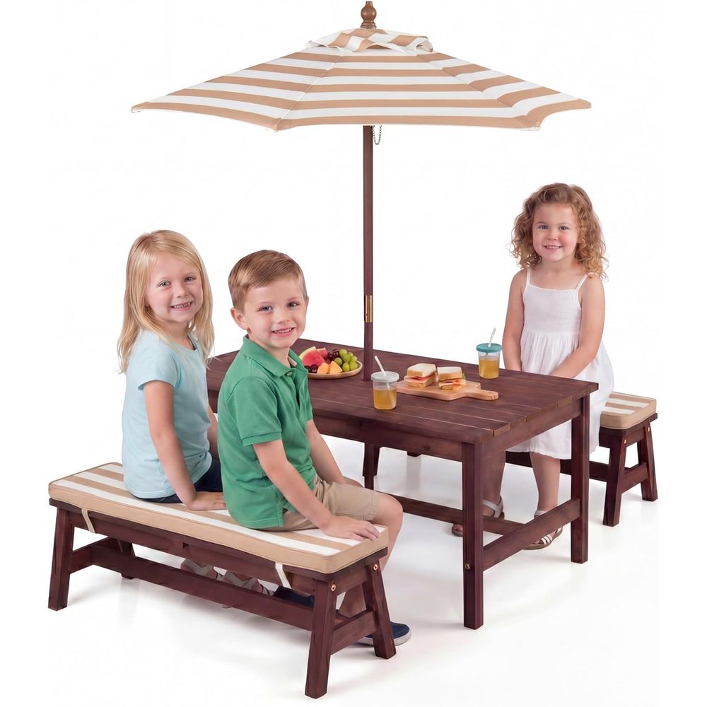 Kids Picnic Table, Large 42“x  - Kids Outdoor Umbrella 评论和价格