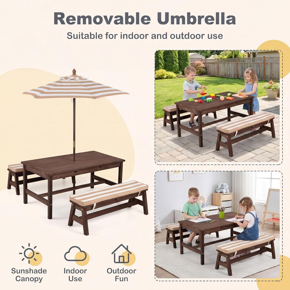 Kids Picnic Table, Large 42“x  - Kids Outdoor Umbrella 评论和价格