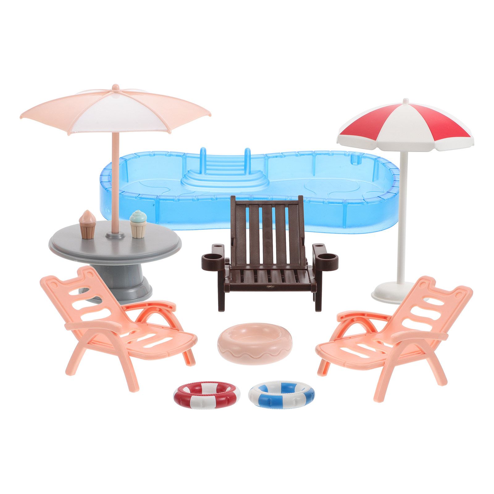 1Set Miniature Dollhouse Swimm - Kids Outdoor Doll House 评论和价格
