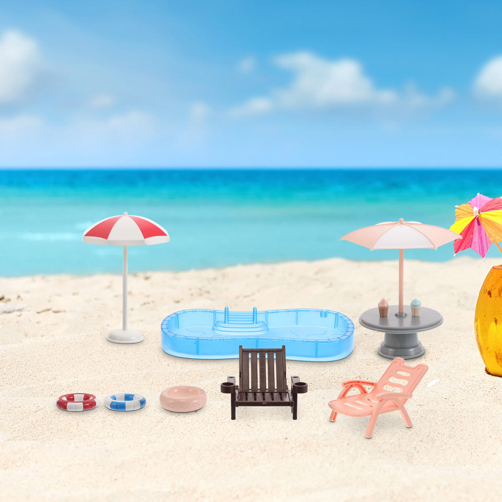 1Set Miniature Dollhouse Swimm - Kids Outdoor Doll House 评论和价格