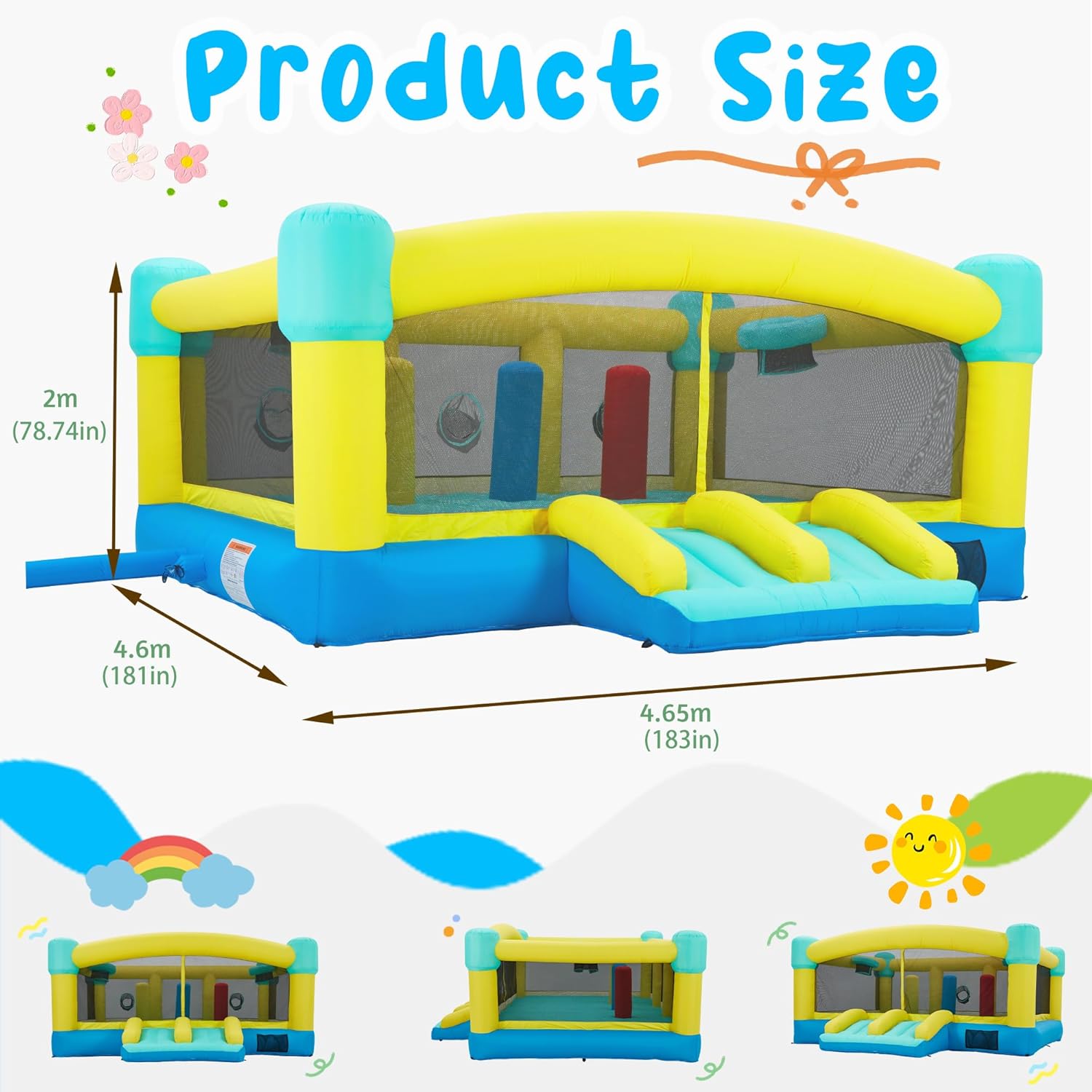 Big Bounce House,15 x 14.8 FT  - Kids Outdoor House With Slide 评论和价格