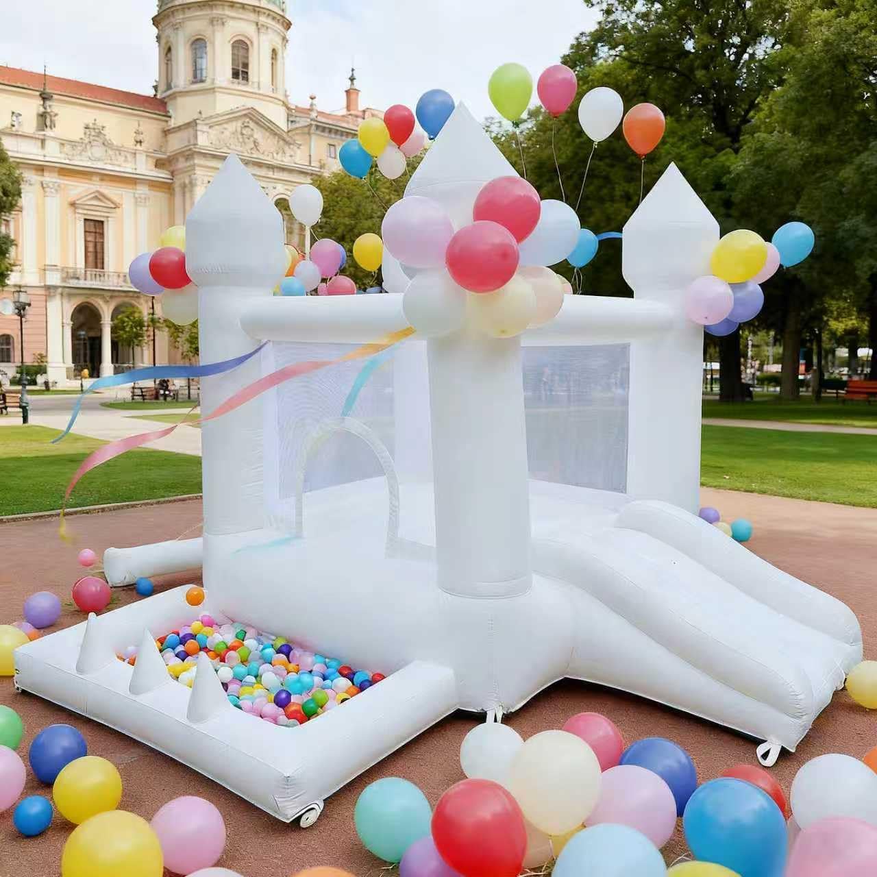 White Bounce House, Indoor and - Kids Outdoor House With Slide 评论和价格