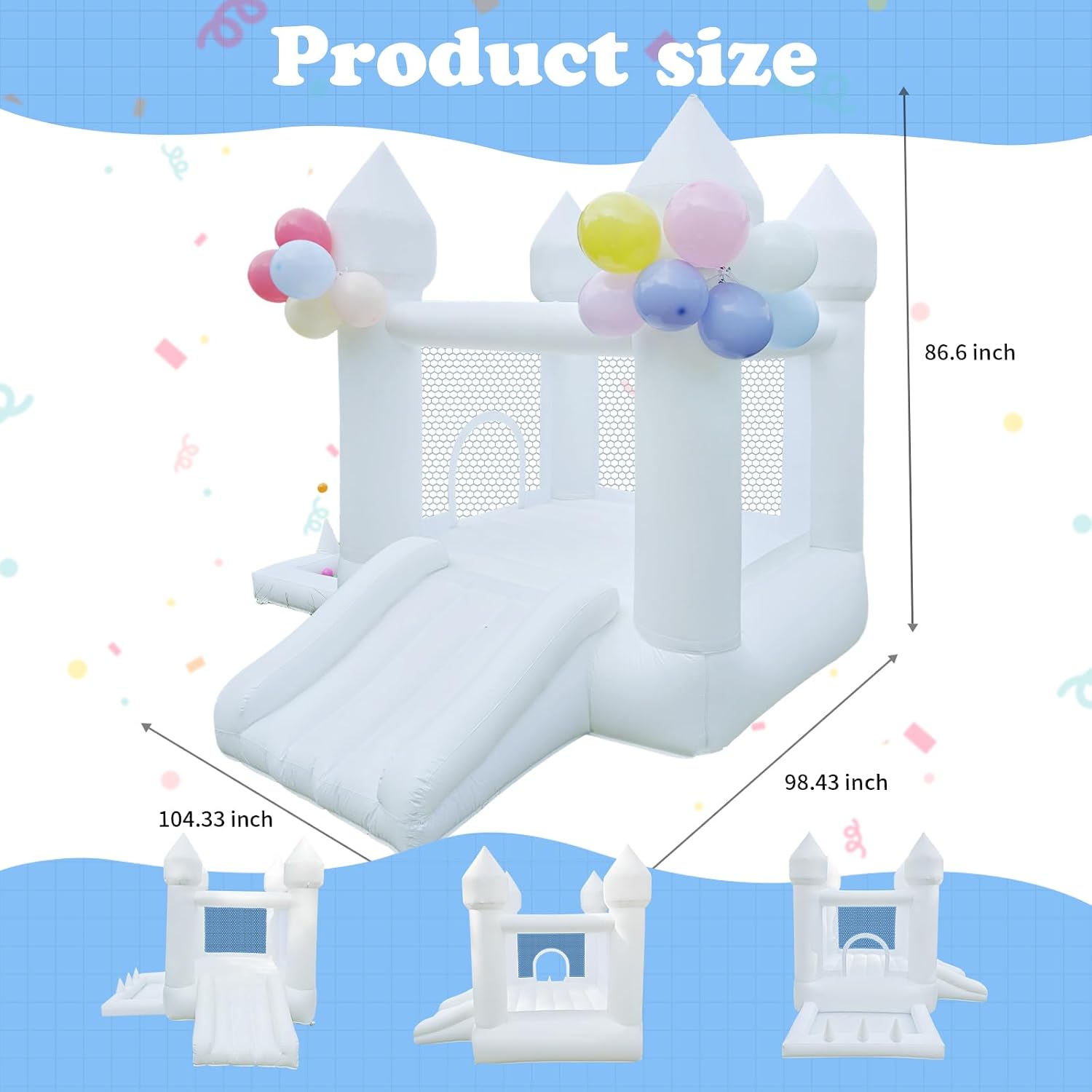 White Bounce House, Indoor and - Kids Outdoor House With Slide 评论和价格