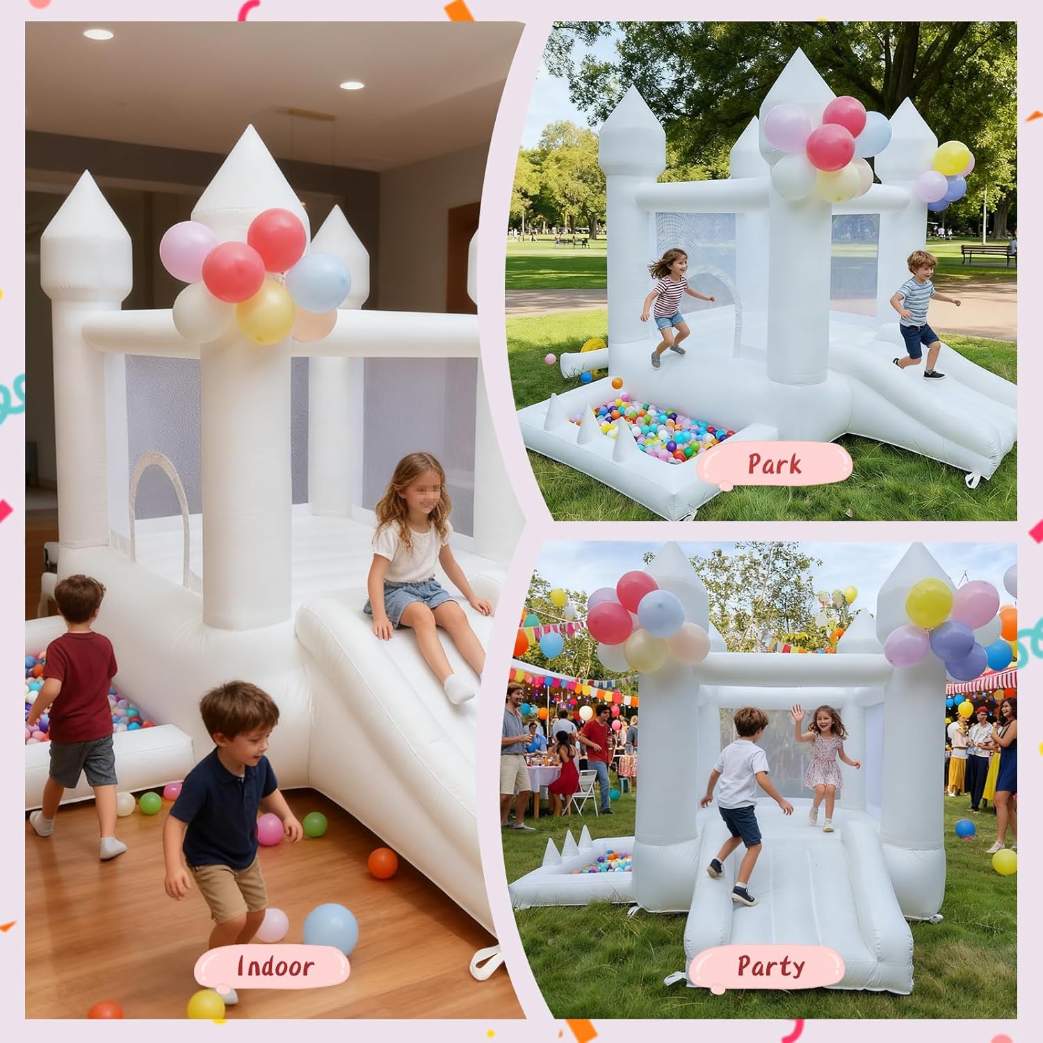 White Bounce House, Indoor and - Kids Outdoor House With Slide 评论和价格