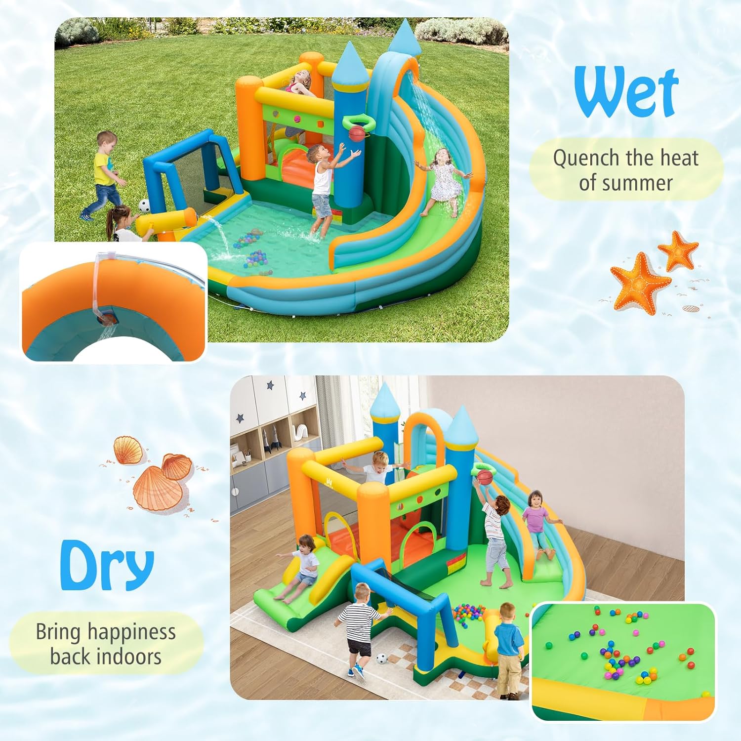 9-in-1 Inflatable Water Slide  - Kids Outdoor Water Slide 评论和价格