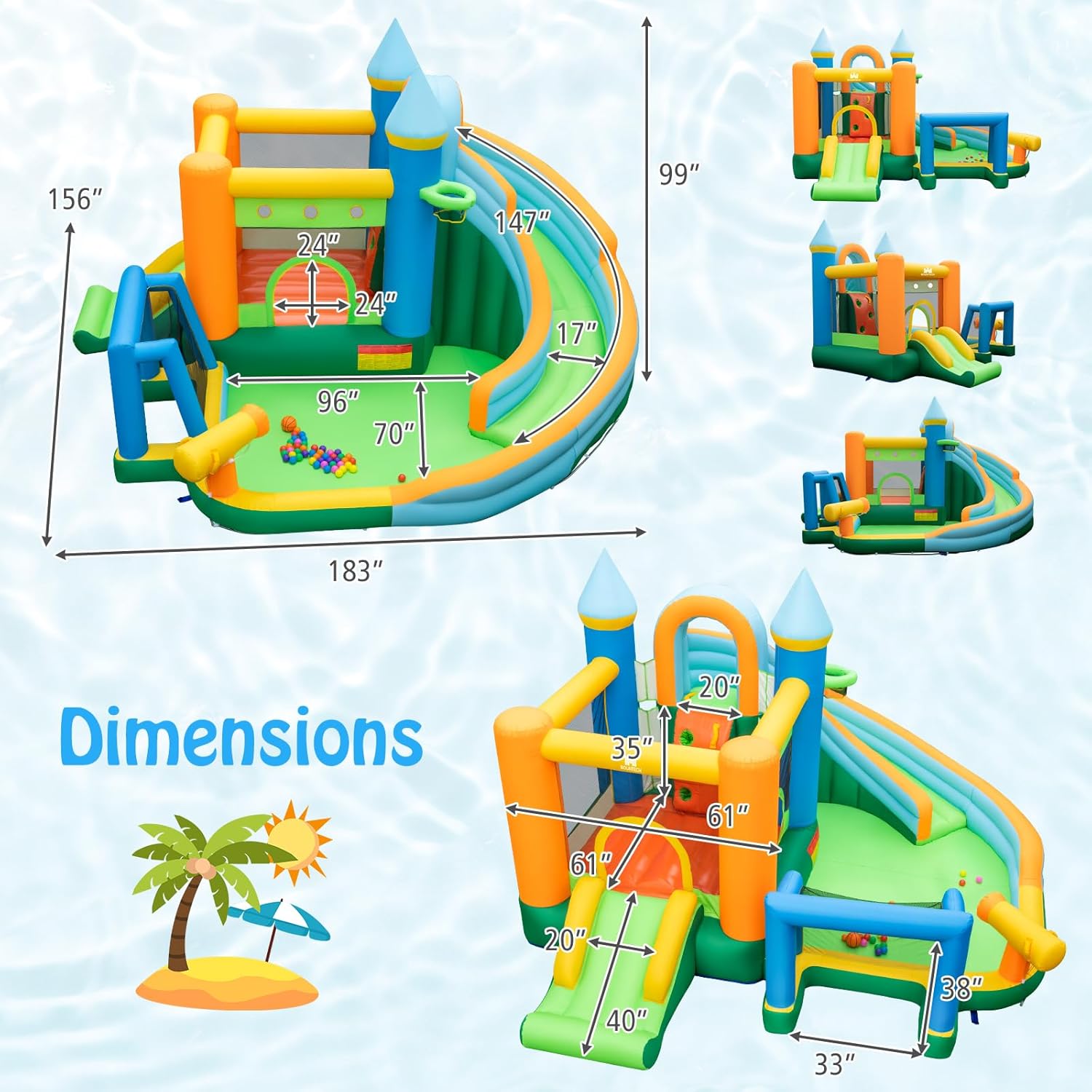 9-in-1 Inflatable Water Slide  - Kids Outdoor Water Slide 评论和价格