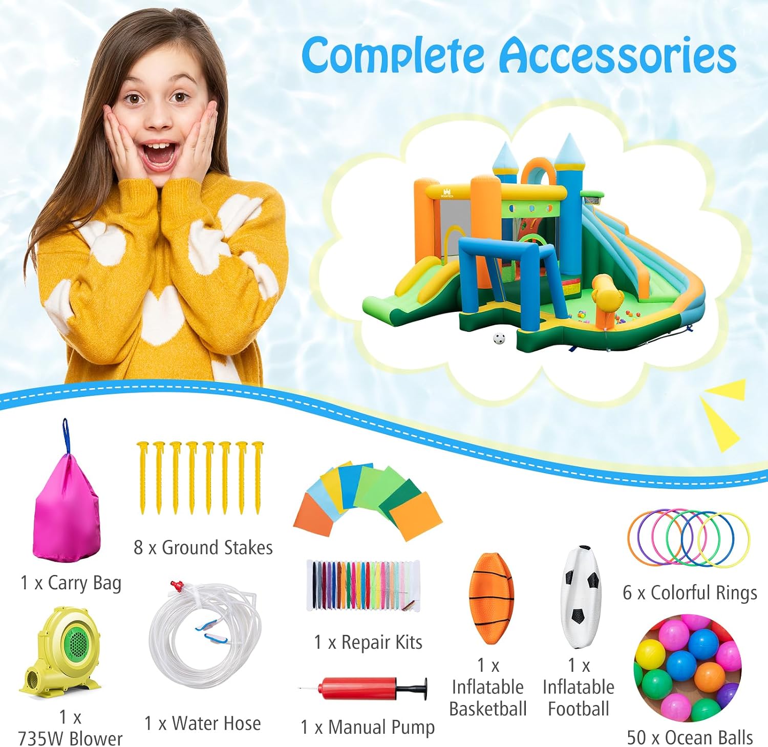 9-in-1 Inflatable Water Slide  - Kids Outdoor Water Slide 评论和价格