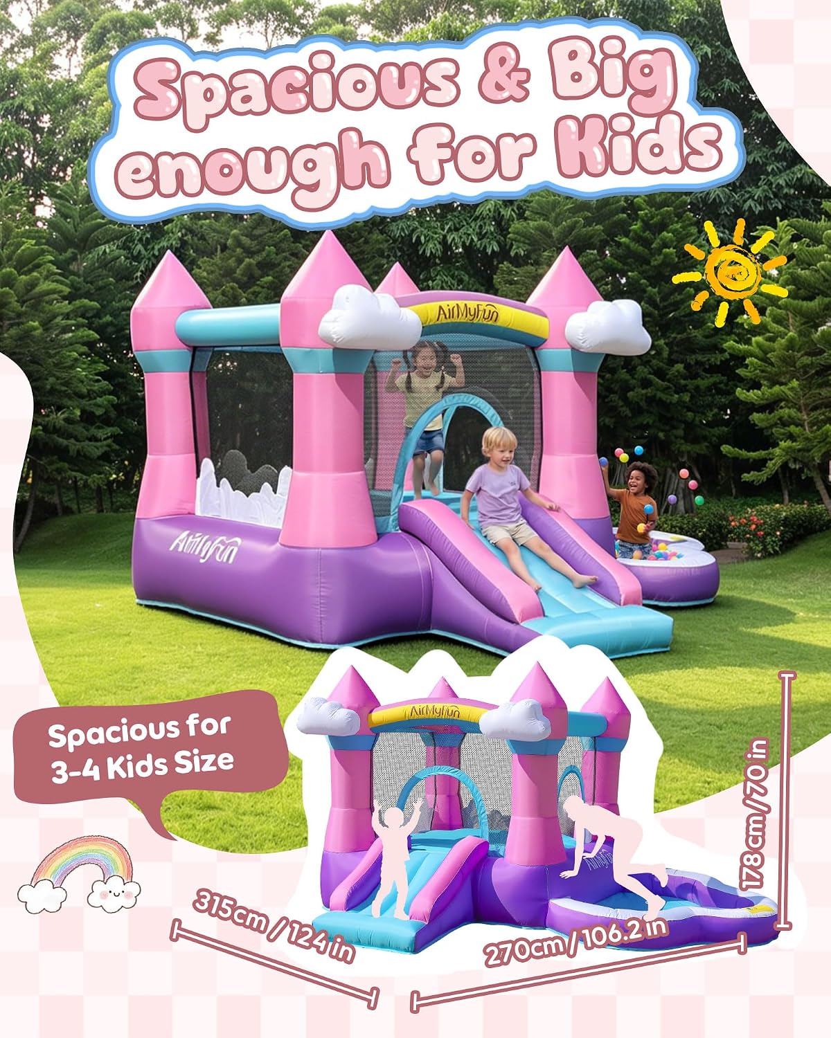 Pink Indoor/Outdoor Inflatable - Kids Outdoor Water Slide 评论和价格