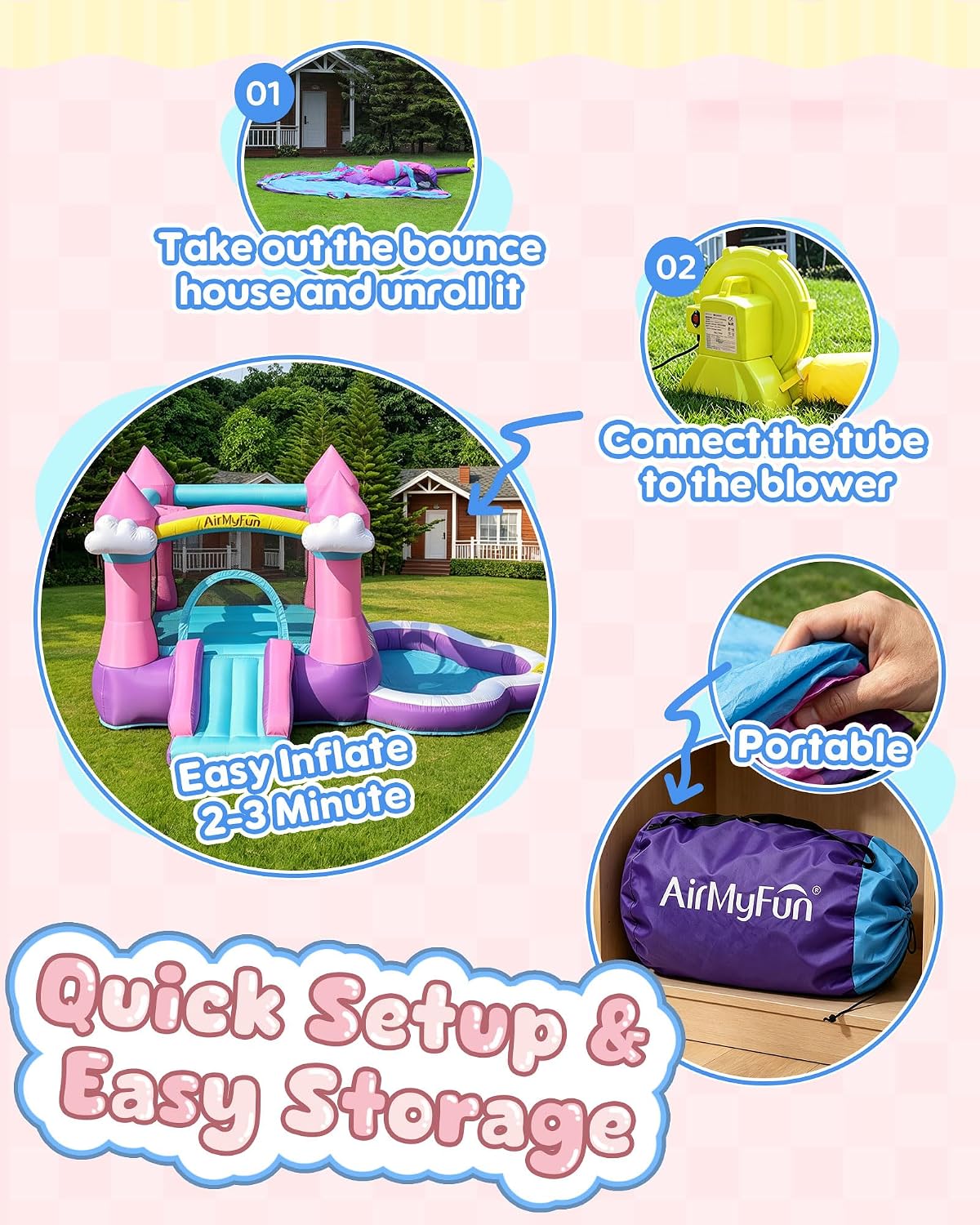 Pink Indoor/Outdoor Inflatable - Kids Outdoor Water Slide 评论和价格