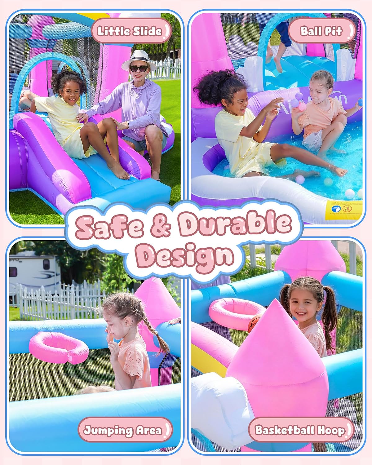 Pink Indoor/Outdoor Inflatable - Kids Outdoor Water Slide 评论和价格