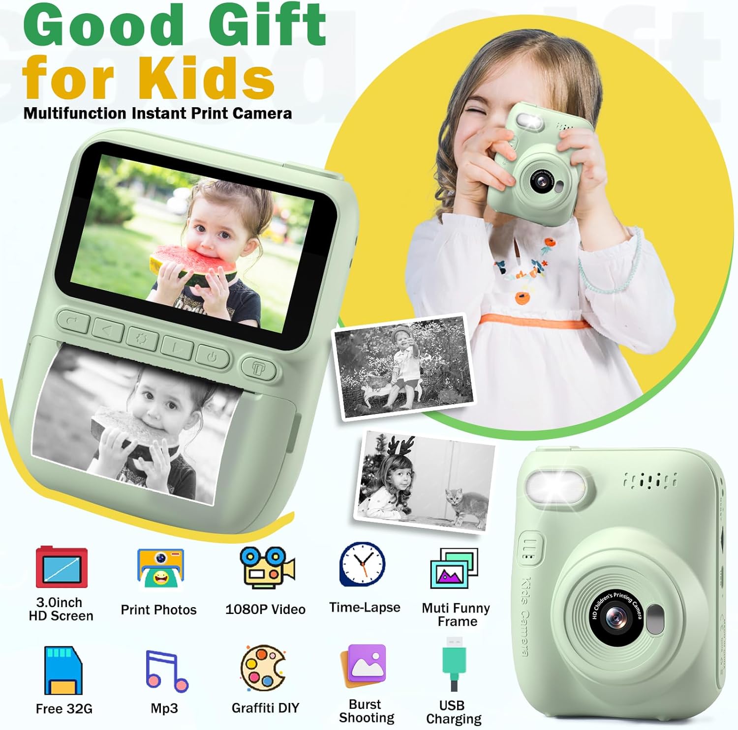 Instant Print Kids Camera, Por - Kids Outdoor Toys 评论和价格