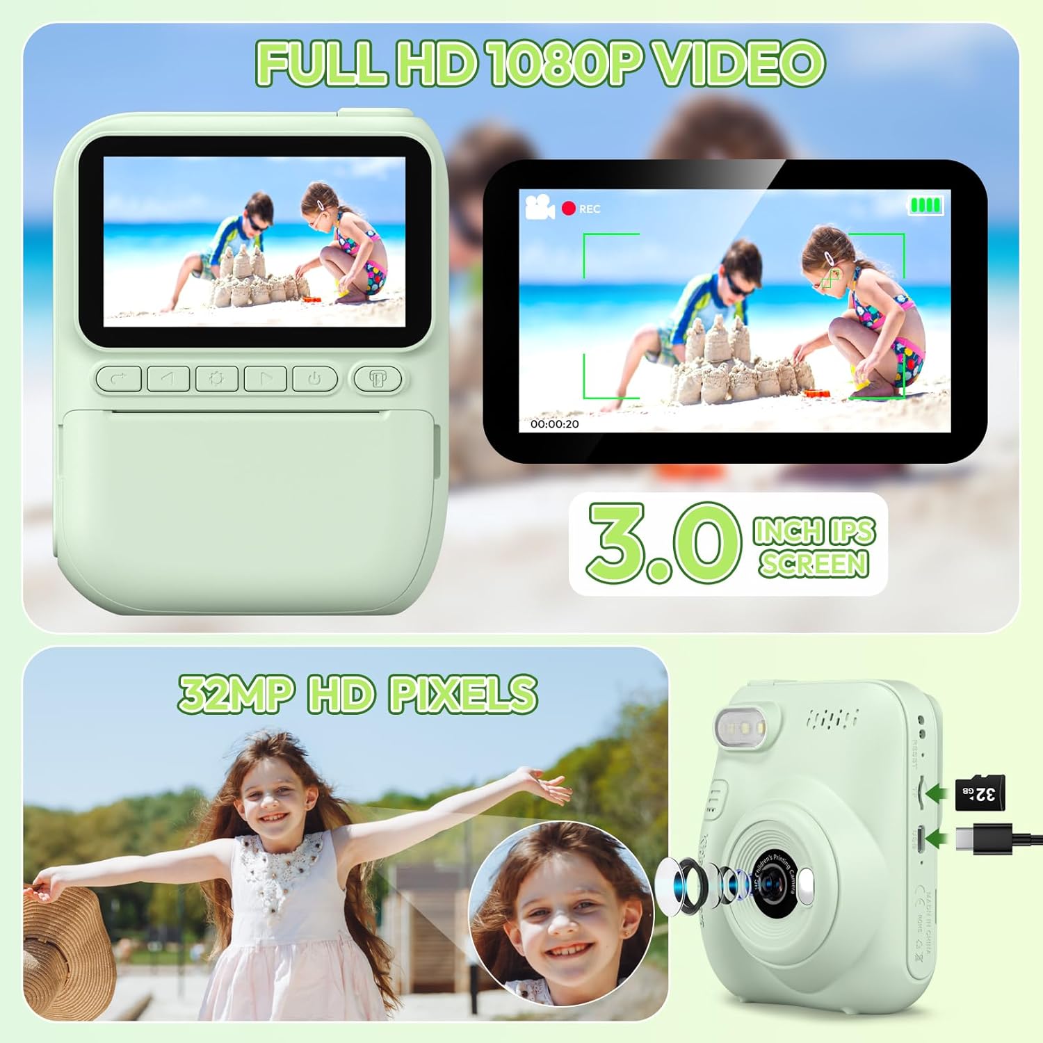 Instant Print Kids Camera, Por - Kids Outdoor Toys 评论和价格