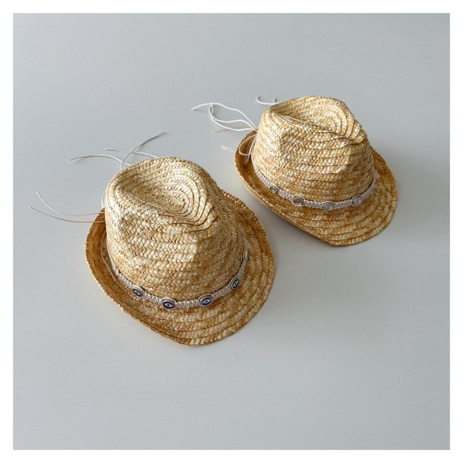 Kids Natural Straw Fedora Hat  - Kids Outdoor Hat 评论和价格