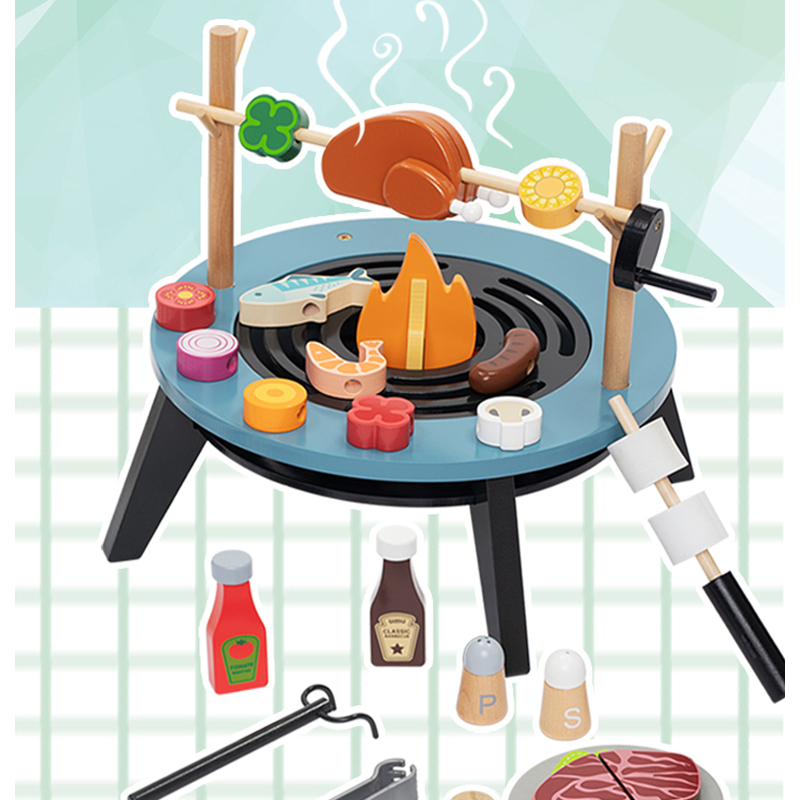 Wooden Barbecue Playset For Ki - Kids Outdoor Grill Set 评论和价格