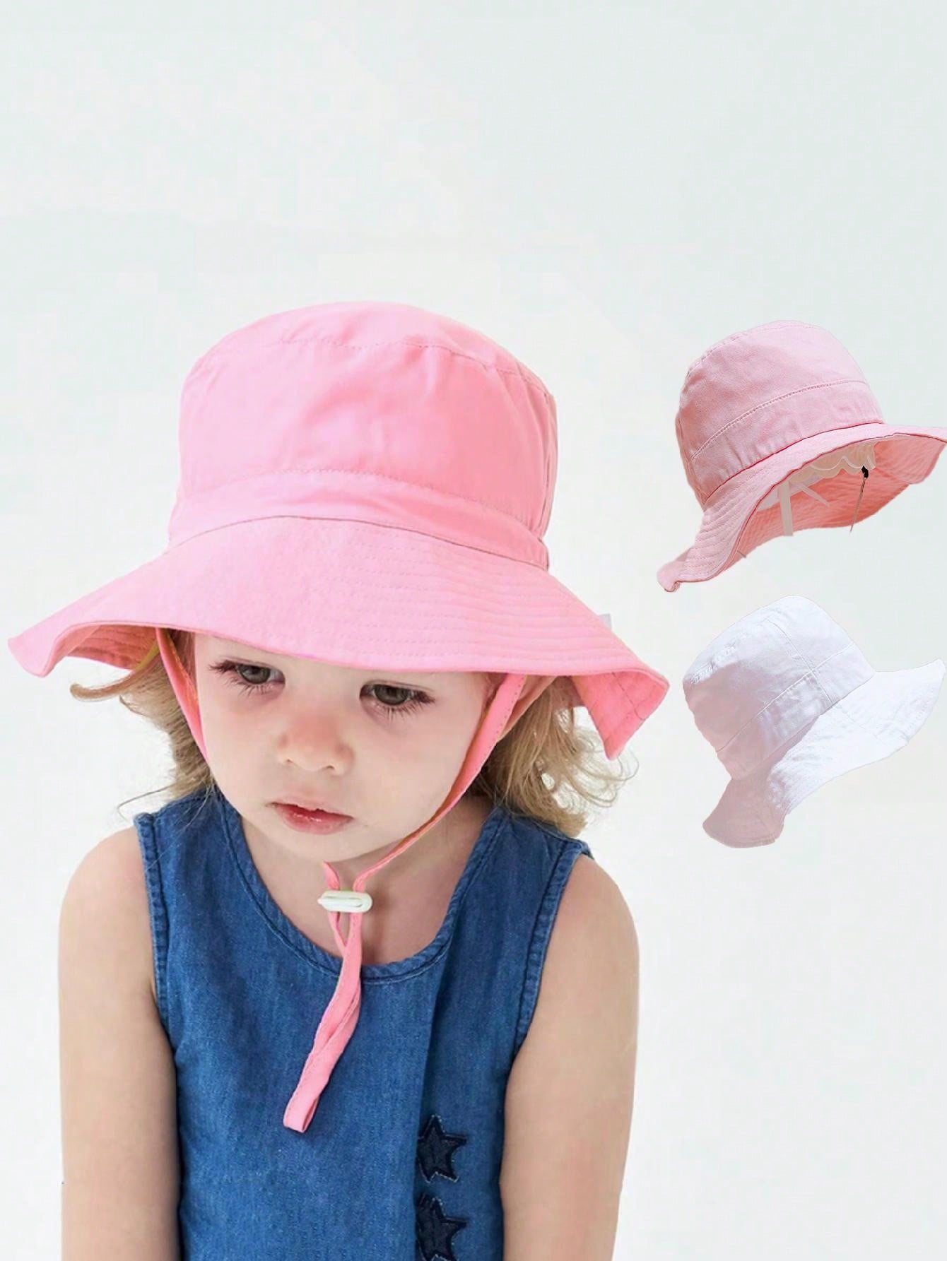 1pc Pink Flat Top Bucket Hat f - Kids Outdoor Hat 评论和价格