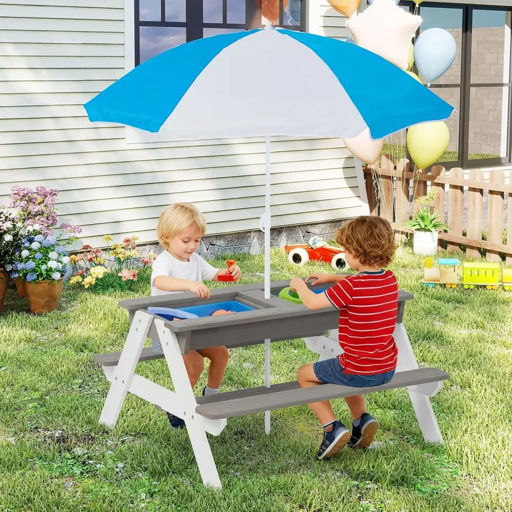 Convertible 3-in-1 Wooden Picn - Kids Outdoor Umbrella 评论和价格