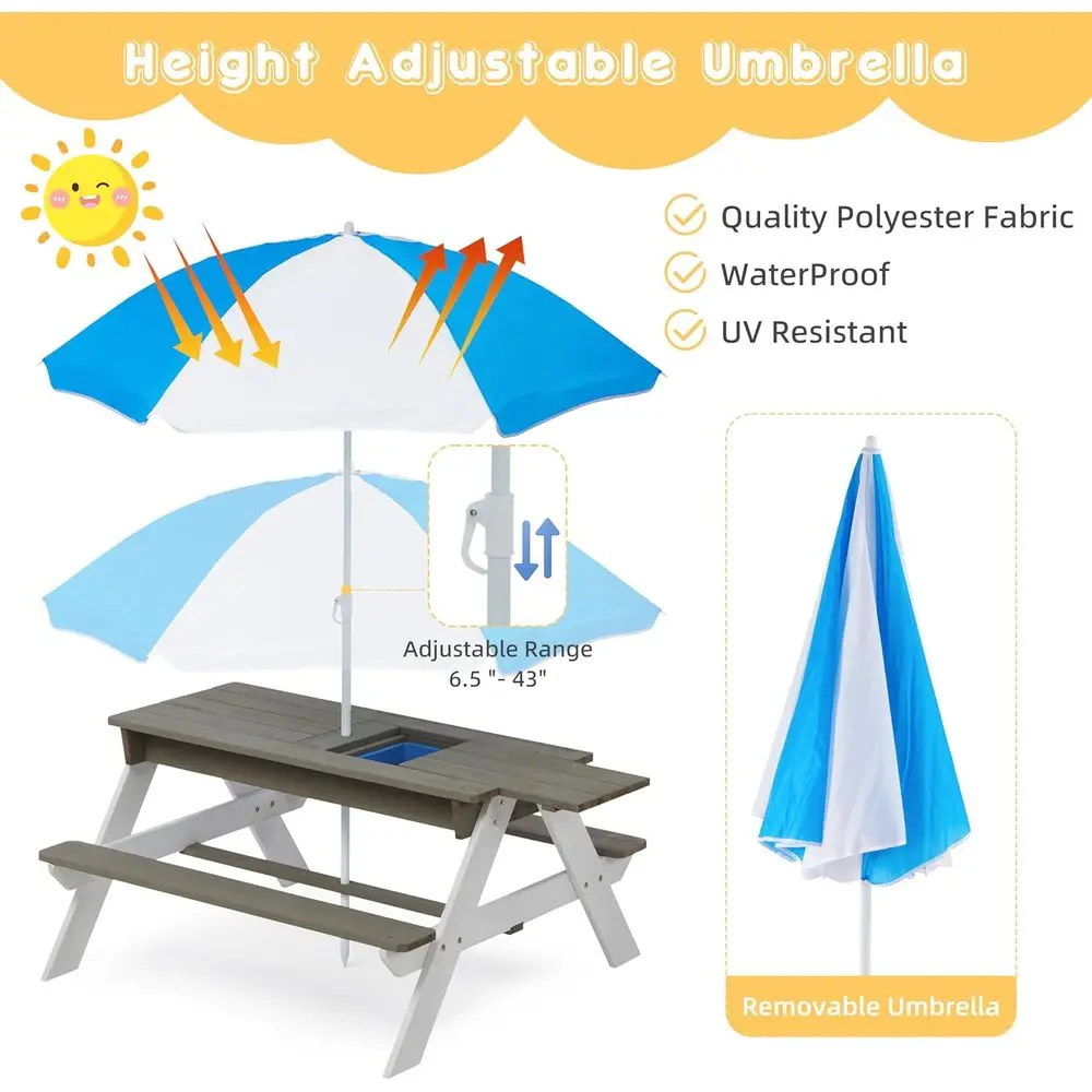 Convertible 3-in-1 Wooden Picn - Kids Outdoor Umbrella 评论和价格
