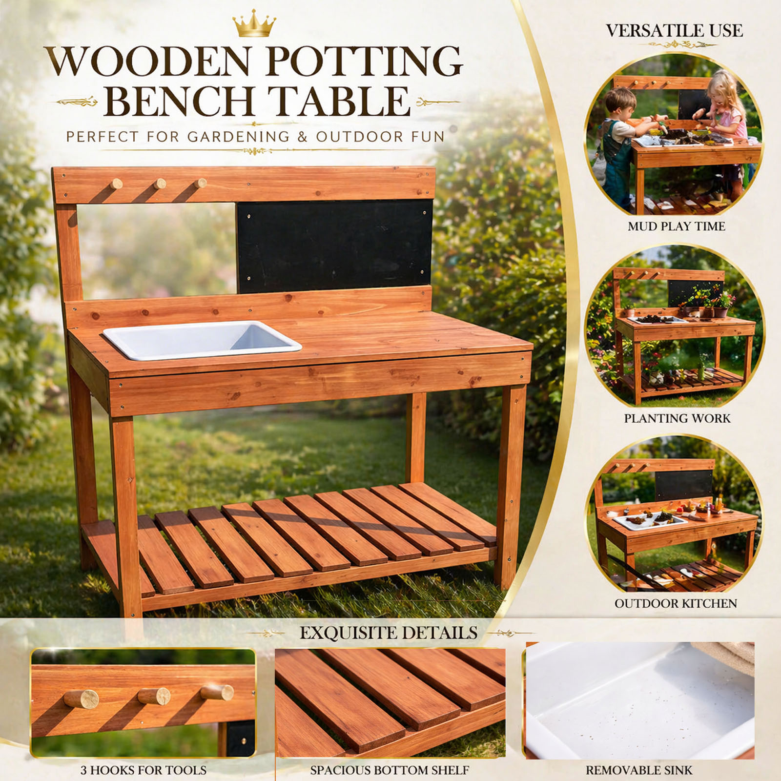 Wooden Potting Benches For Chi - Kids Outdoor Tools 评论和价格