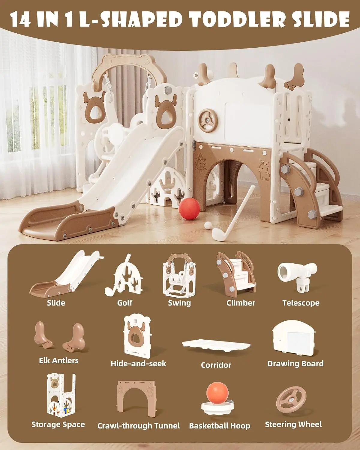 13-in-1 Toddler Slide and Swin - Kids Outdoor Swing Set 评论和价格