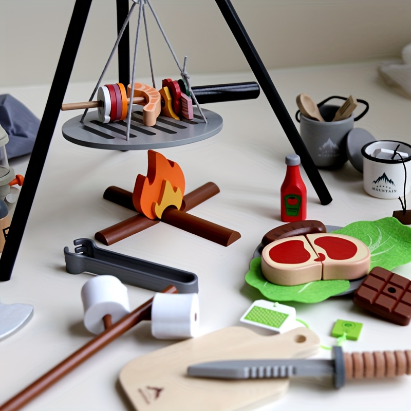 Kids Wooden Camping Toys Set w - Kids Outdoor Grill Set 评论和价格