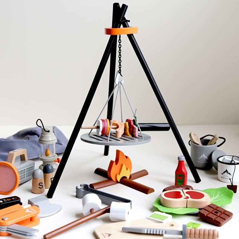 Kids Wooden Camping Toys Set w - Kids Outdoor Grill Set 评论和价格