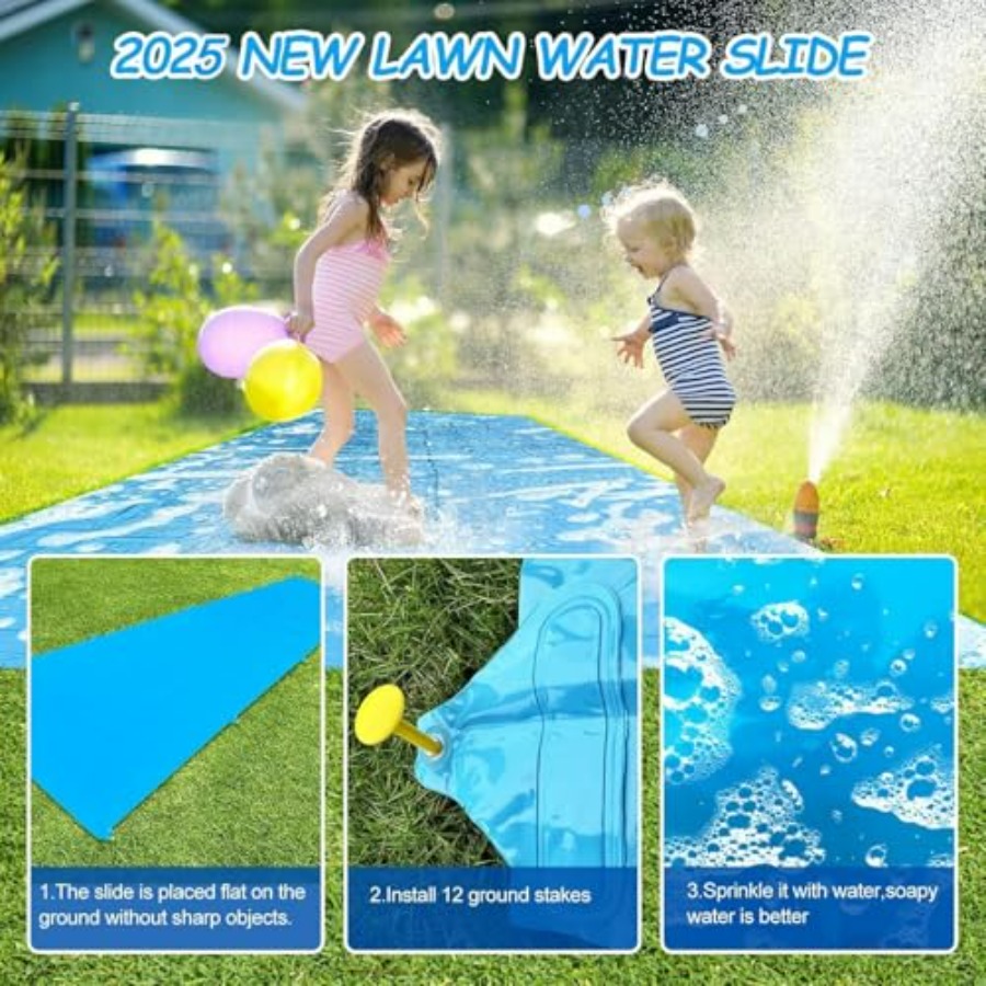 Backyard summer outdoor water  - Kids Outdoor Water Slide 评论和价格