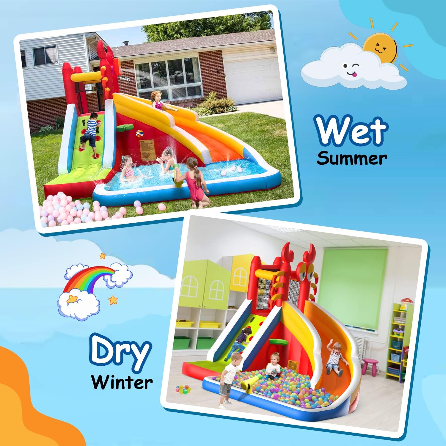 Large Inflatable Bounce House  - Kids Outdoor House With Slide 评论和价格