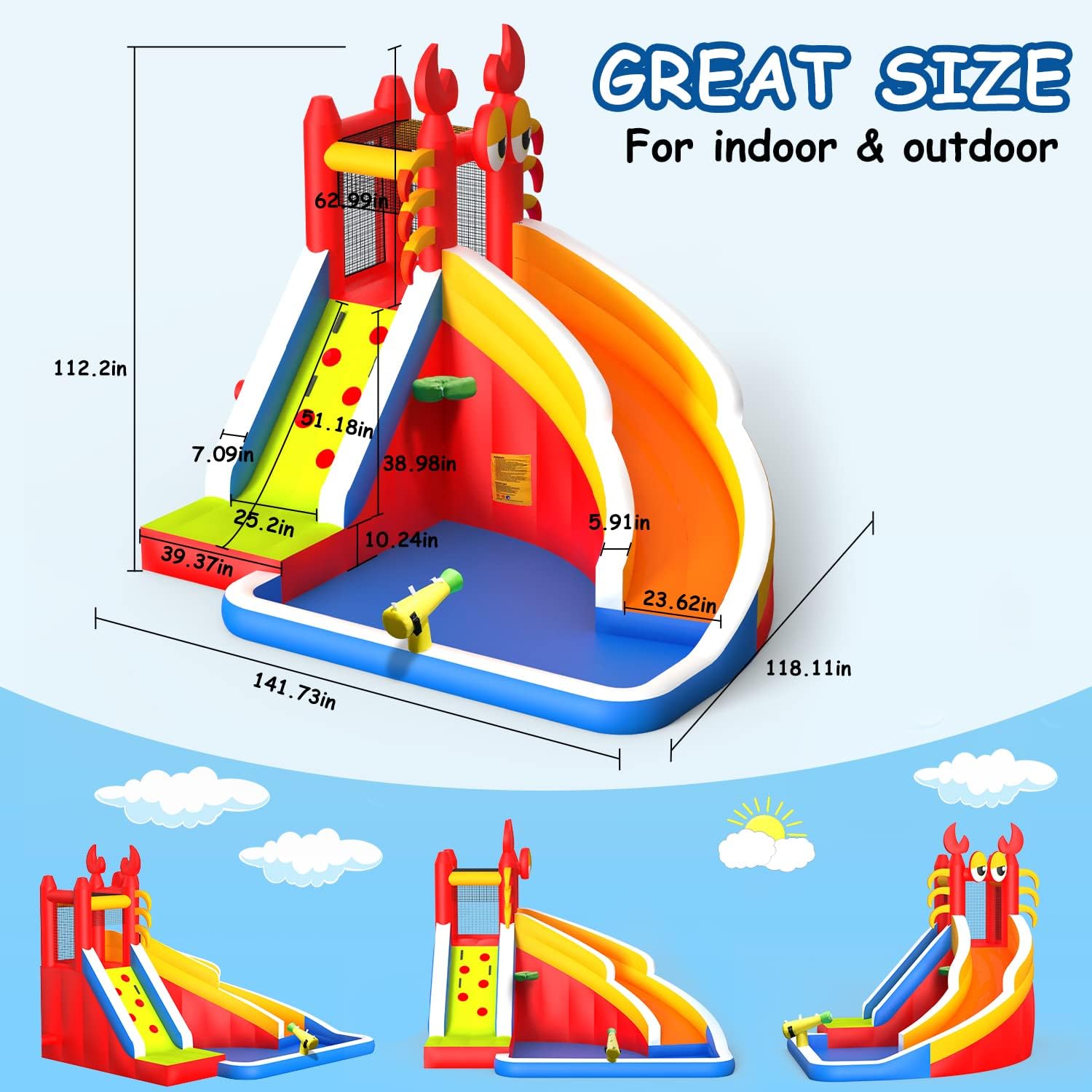 Large Inflatable Bounce House  - Kids Outdoor House With Slide 评论和价格