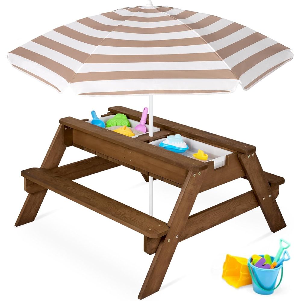 Kids Picnic Table with Umbrell - Kids Outdoor Umbrella 评论和价格