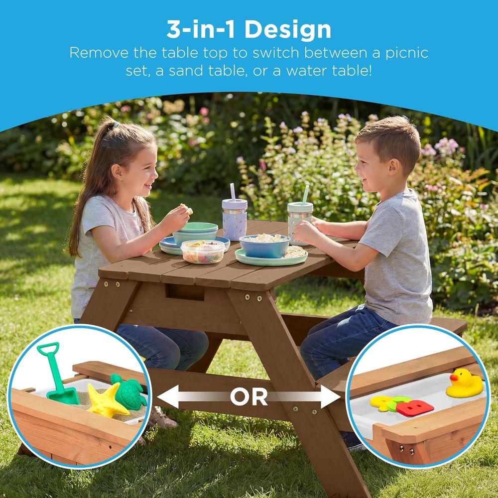 Kids Picnic Table with Umbrell - Kids Outdoor Umbrella 评论和价格