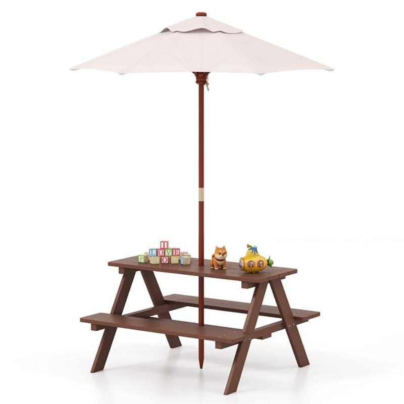 Outdoor 4-Seat Kids Picnic Tab - Kids Outdoor Umbrella 评论和价格