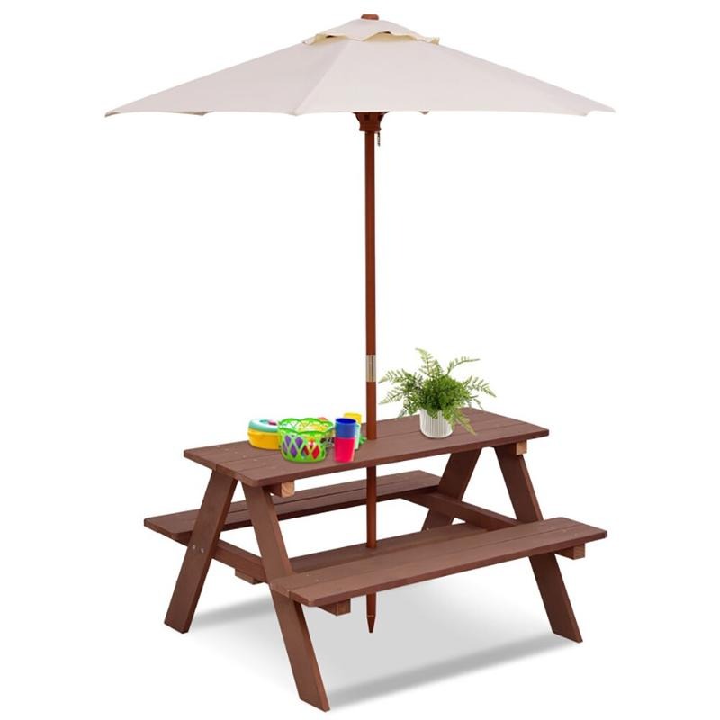 Outdoor 4-Seat Kids Picnic Tab - Kids Outdoor Umbrella 评论和价格