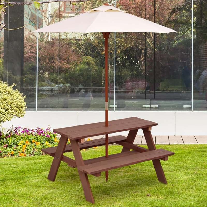 Outdoor 4-Seat Kids Picnic Tab - Kids Outdoor Umbrella 评论和价格